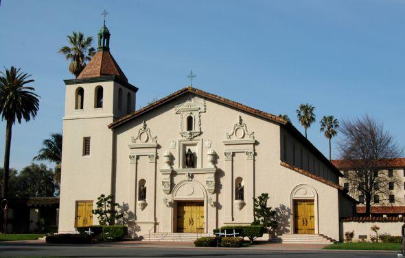 The famous Mission Santa Clara de Asís which now  functions as the university chapel for Santa Clara University