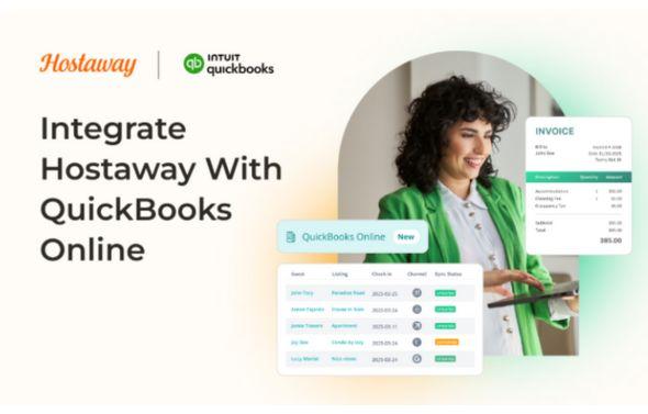 Visual representation of how Hostaway's integrtion with Quickbooks can support customers
