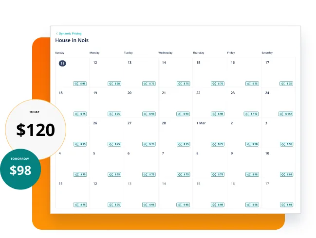 Calendar with automatically updated nightly rates