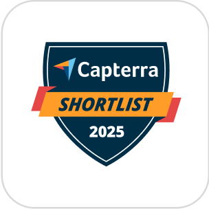 Capterra Shortlist 2025 award badge - Hostaway recognized as top vacation rental management software